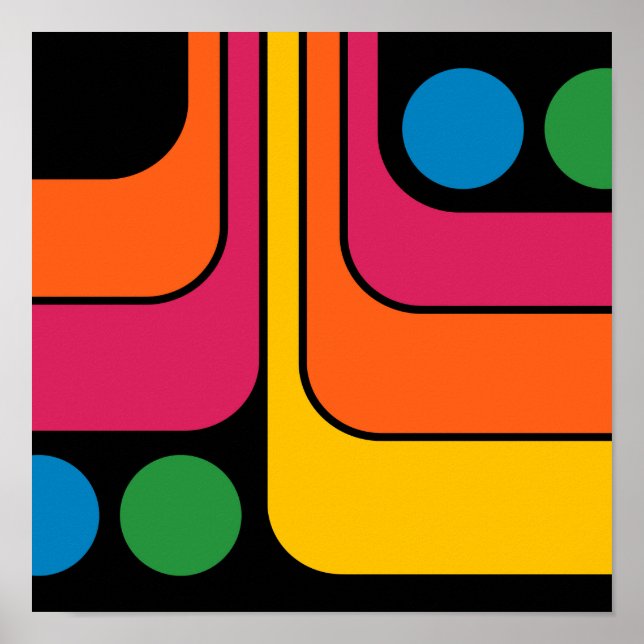 Poster Design Geométrico Estilo Retro Mod Anos 70 (Frente)