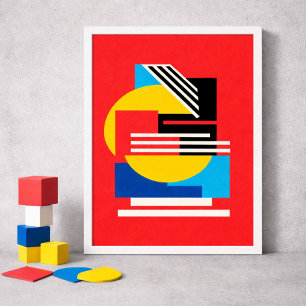 Poster Design Geométrico Vibrante em Formas Minimalistas