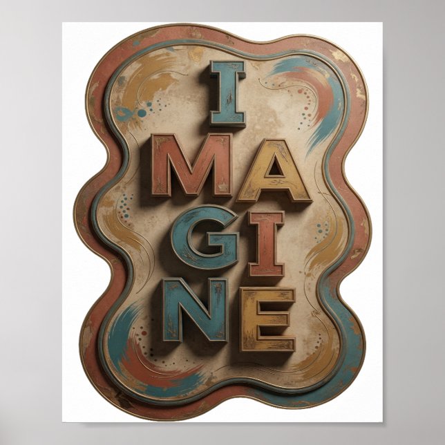 Poster Design Gráfico Azul Fresco IMAGINE (Frente)