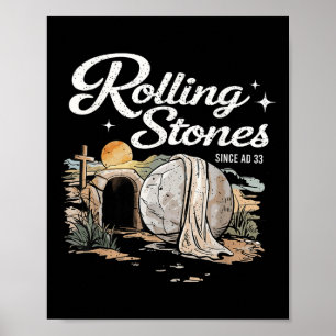 Poster Design Gráfico de Pedra de Ressurreição com Cruz