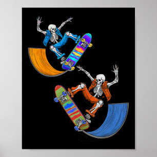 Poster Design Gráfico de Skate Vintage Esqueleto