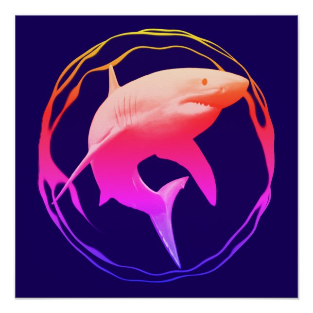 Póster Design Gráfico de Tubarão Branco do excelente (Frente)