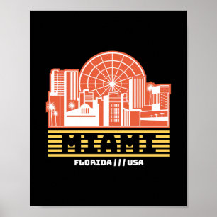 Poster Design Gráfico de Viagem Retro da Silhueta de Miam