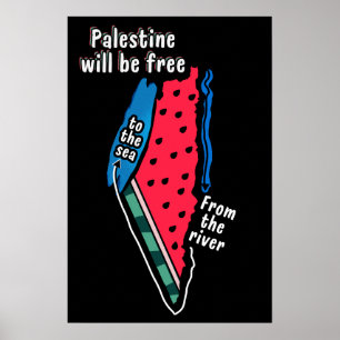 Poster design gráfico do mapa de melancia da palestina co