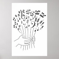 Design gráfico: flores de notas musicais -