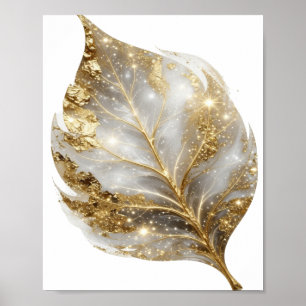Poster Design Gráfico Folha Dourada Chic Gold