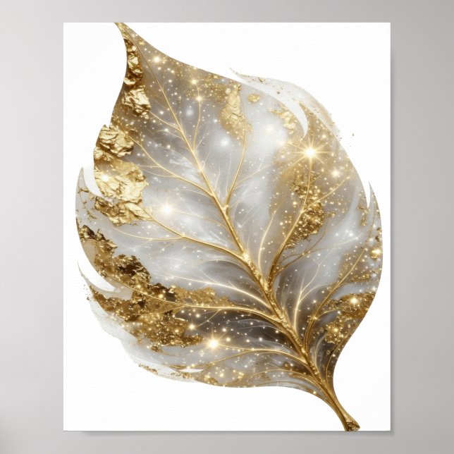 Poster Design Gráfico Folha Dourada Chic Gold (Frente)