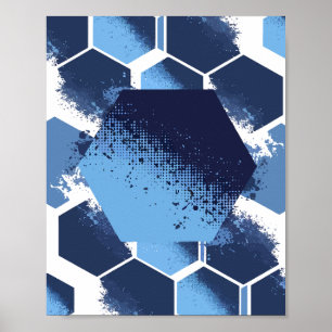 Poster Design Hexagonal Azul Dinâmico