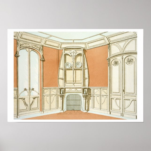 Póster Design interior para uma sala de jantar, ilustraçã (Frente)