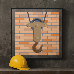 Poster Design Mecânico do gancho de polia industrial