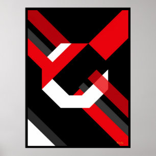 Poster Design Minimalista Bauhaus Hexágono Vermelho e Bra