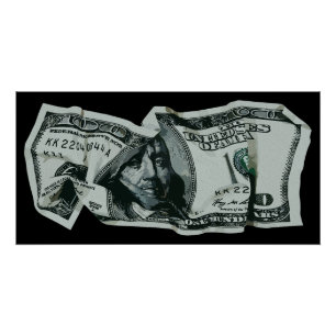 Póster Design Moderno da Nota Amassada de $100