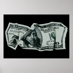 Poster Design Moderno da Nota de $100 Amassada