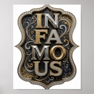 Poster Design Moderno de Ouro em Declaração FAMOSA