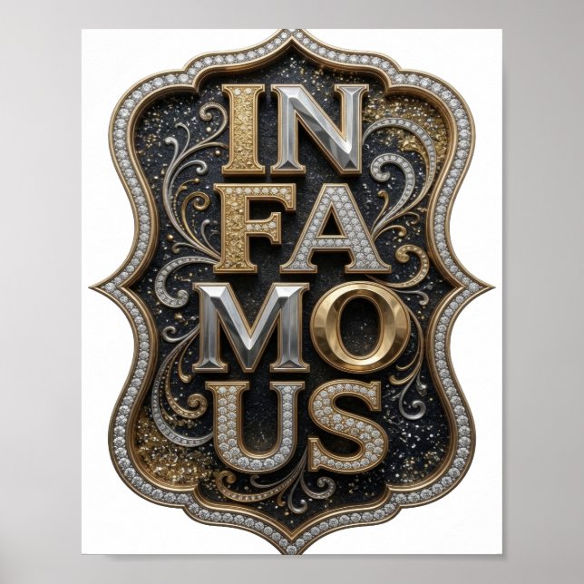 Poster Design Moderno de Ouro em Declaração FAMOSA (Frente)