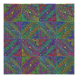 Póster design neon multicolorido abstrato