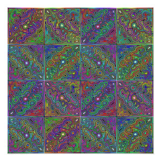 Póster design neon multicolorido abstrato