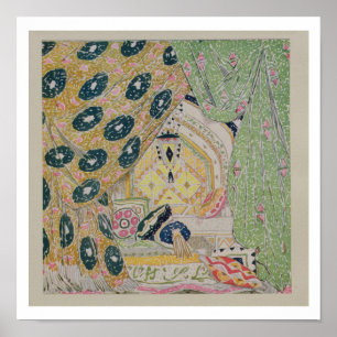 Póster Design oriental do cenário (litho da cor)