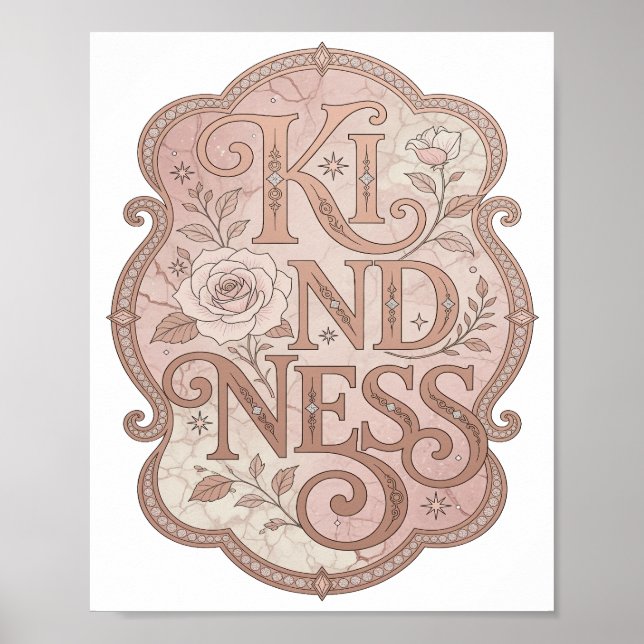 Poster Design Ousado de Bondade Rosa Limpo (Frente)