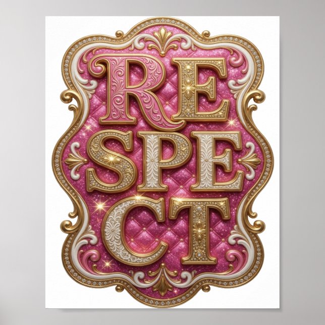 Poster Design Ousado RESPEITO Chic Dourado (Frente)