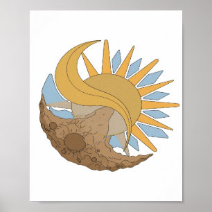 Poster Design Ousado Sol e Lua Prata Afiada