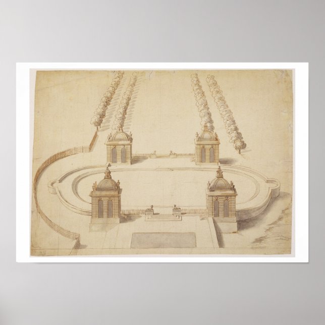 Póster Design para a Boliche Green, Hampton Court, c.1689 (Frente)