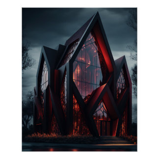 Póster Design para Exterior da Casa Gótica de Alta Tecnol