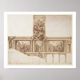 Póster Design para paredes do teto e escadaria (caneta,