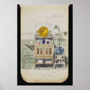 Poster Design para um aparador, c.1860s-70s (w/c & lápis