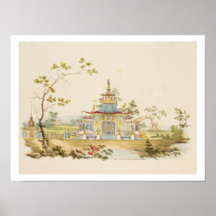 Póster Design para um Templo Chinês, c.1810 (caneta e tin