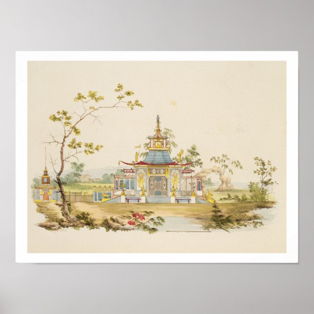Póster Design para um Templo Chinês, c.1810 (caneta e tin (Frente)