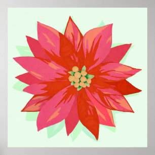 Poster Design personalizado de poinsettia pintada à mão