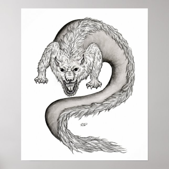 Poster Design preto e branco do Wolfdragon (Frente)