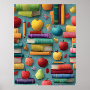 Poster Design Reproduzível de Volta à Escola com Livros e