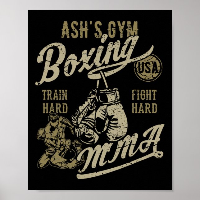 Poster Design Retro de Boxe Mma do Ginásio do Ash para o  (Frente)