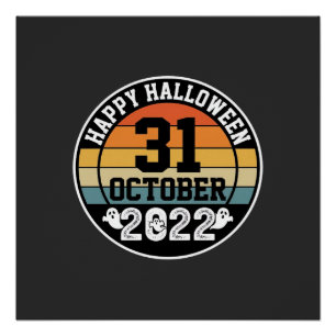 Póster Design retrô do pôr do sol de Halloween 31 de outu