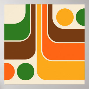 Poster Design retrô geométrico dos anos 70