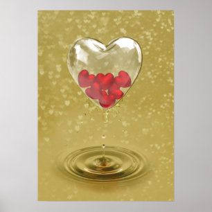 Poster Design Romântico do Coração do Vidro