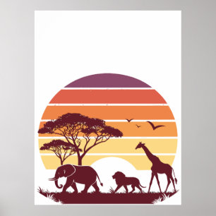 Poster Design Safari da Vida Selvagem Africana