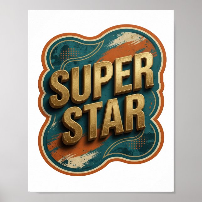 Poster Design SUPER STAR de Ouro Limpo (Frente)