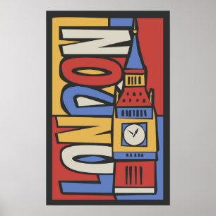 Poster Design vibrante de Londres, Inglaterra   Handrawn