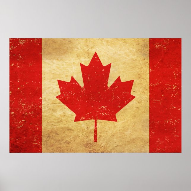 Poster Design Vintage da Bandeira do Canadá (Frente)