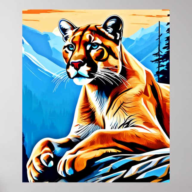Poster Design Vista de Cougar Alpino (Frente)