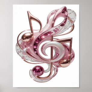 Poster Designação de NOTAS MUSICAIS Rosa Engraçado