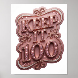 Poster Designação de texto Vibrante Rosa MANTENHA 100