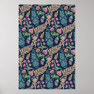 Poster Designação do Mughal Tradicional,padrão,flora