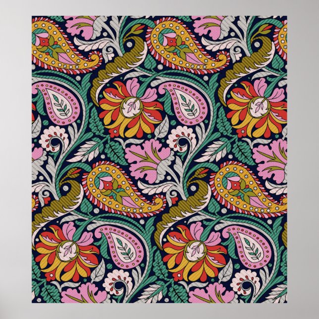 Poster Designart, asiático, backgro do Mughal Tradicional (Frente)