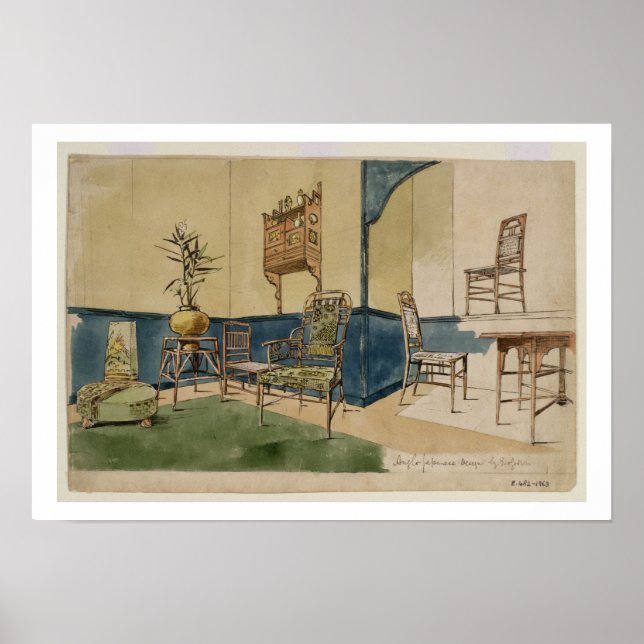 Póster Designs anglo-japoneses, c.1860 (caneta e tinta pr (Frente)