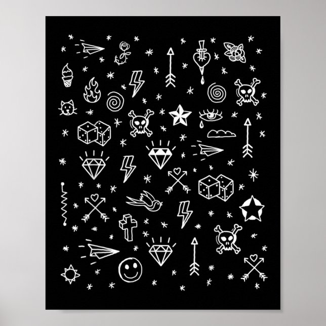 Poster Designs de Tatuagem Americana Flash, Tradicional (Frente)