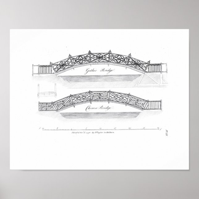 Póster Designs para pontes de jardim, publicadas em 1773  (Frente)
